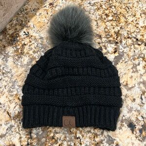 C.C Faux Fur Pom Pom Beanie